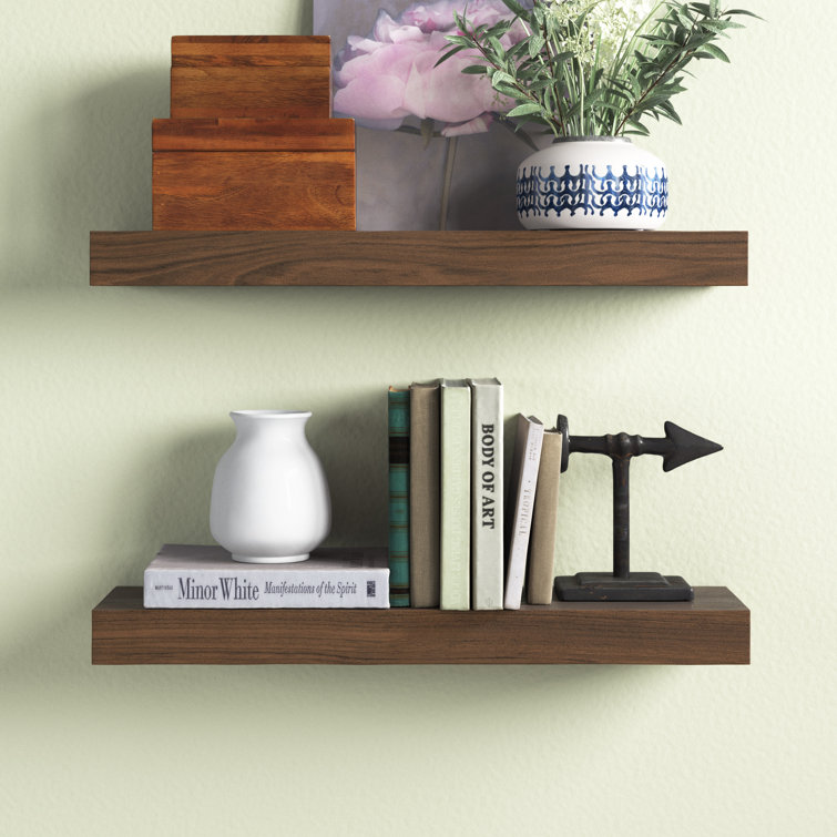 Gracie Oaks 2 Piece Pine Solid Wood Floating Shelf & Reviews